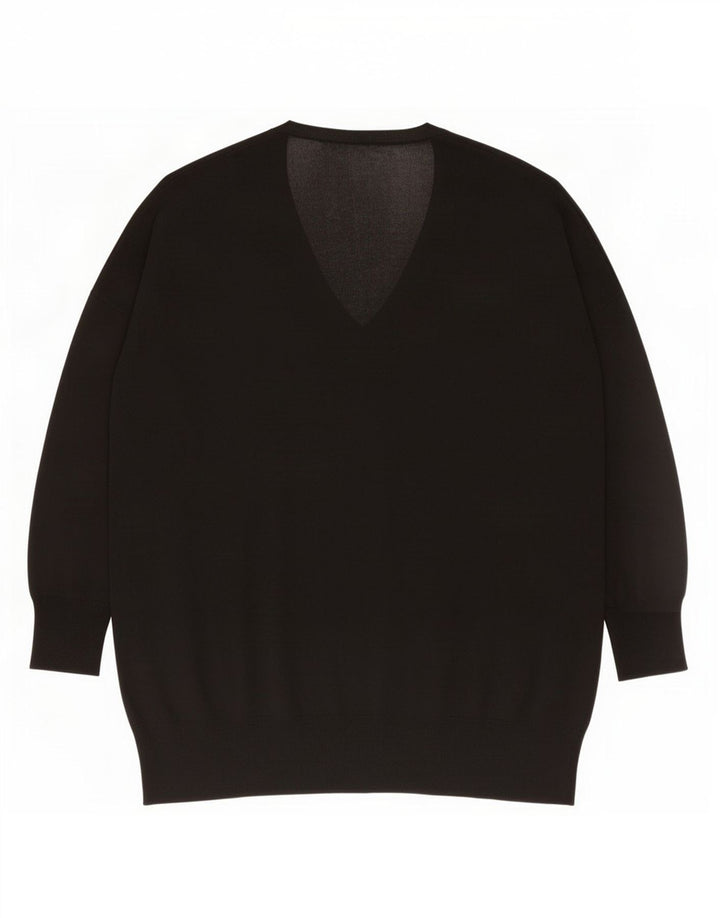 Sweter damski Zara Oversize z dekoltem w kształcie litery V, UK 10, mały, czarny, bawełniany