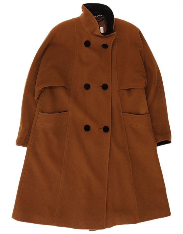 KLASYCZNY Płaszcz damski dwurzędowy UK 18 XL, brązowy, bawełniany