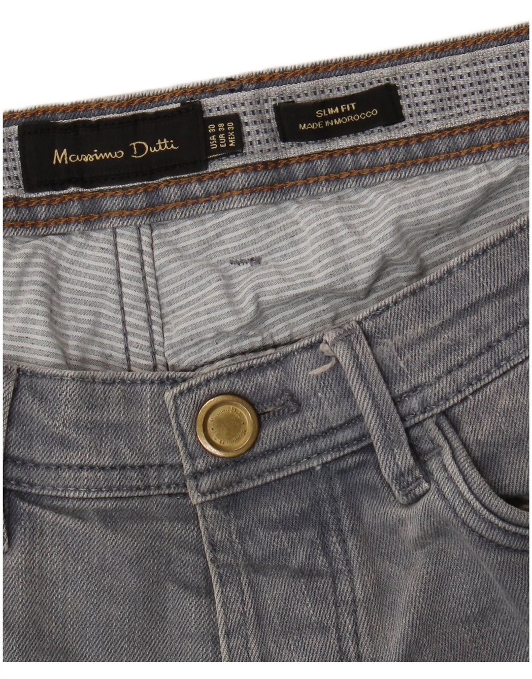MASSIMO DUTTI Męskie jeansy slim EU 38 Small W30 L31 Szare