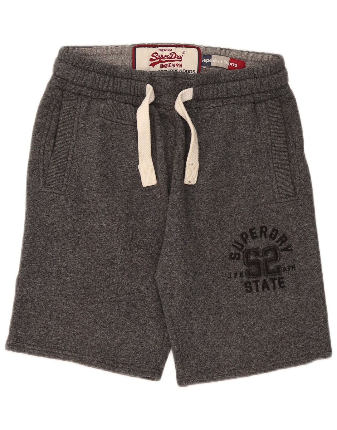 Męskie spodenki sportowe Superdry z grafiką, małe, szare, bawełniane w cętki
