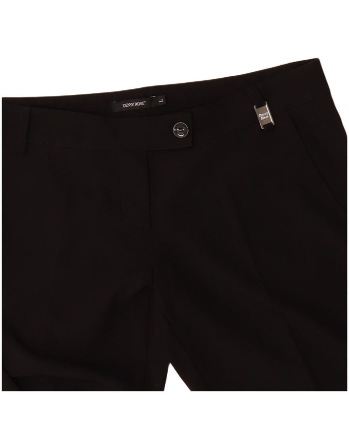 DENNY ROSE Damskie proste spodnie garniturowe, duże W34 L32, czarny poliester