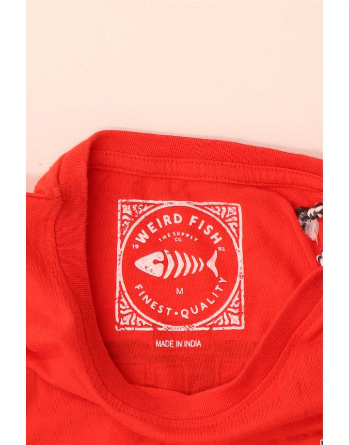 Męska koszulka z grafiką Weird Fish, bawełniana, średnia czerwona