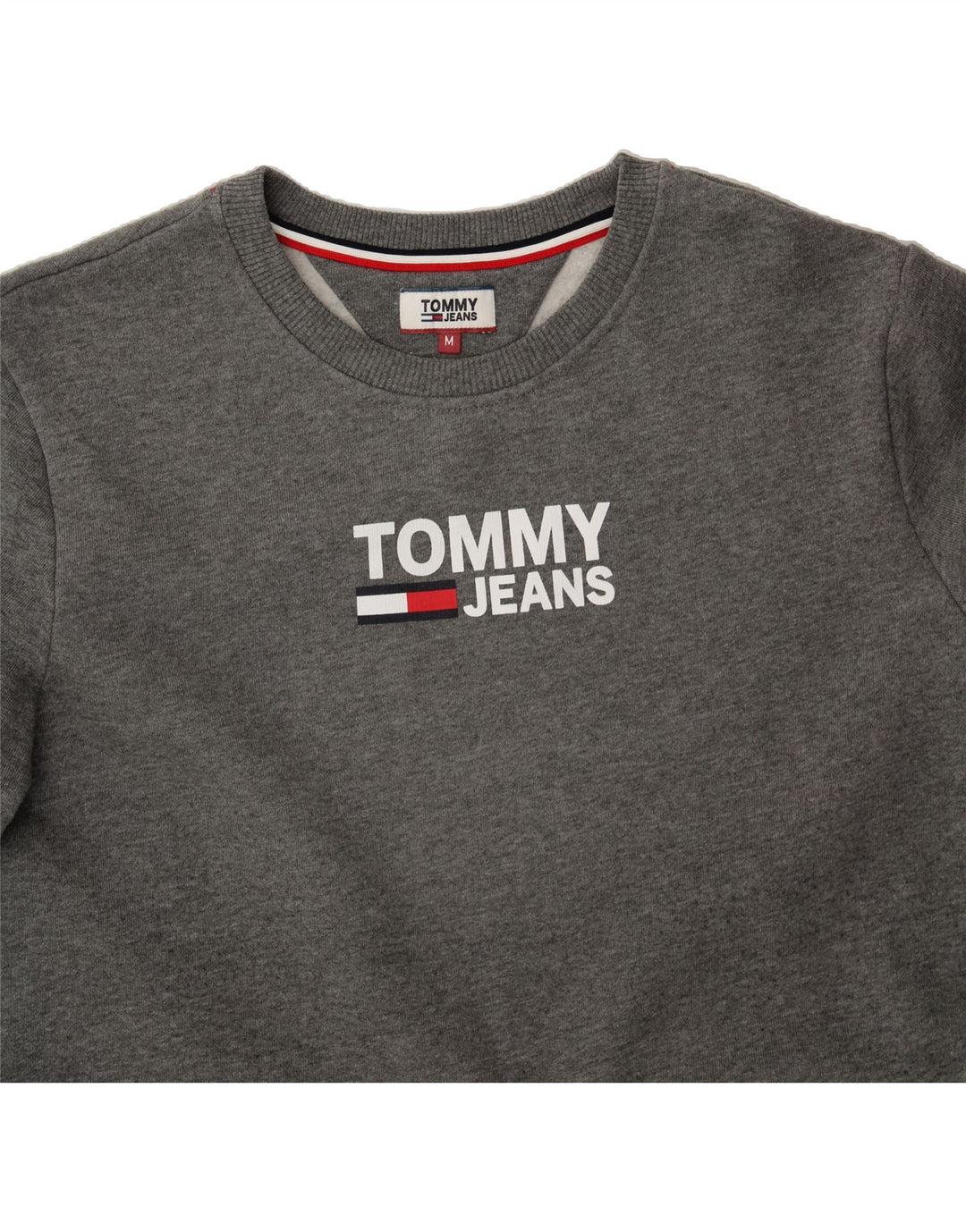 TOMMY HILFIGER Womens Graphic Sweatshirt Jumper UK 14 Medium Grey Cotton Vintage Tommy Hilfiger and Second-Hand Tommy Hilfiger from Messina Hembry 