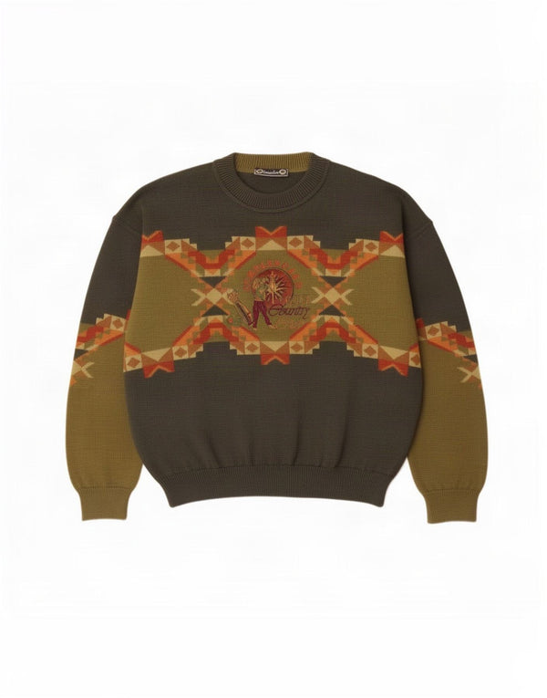 COMPASS CARD Mens Crew Neck Jumper Sweater IT 50 Medium Khaki Geometric
