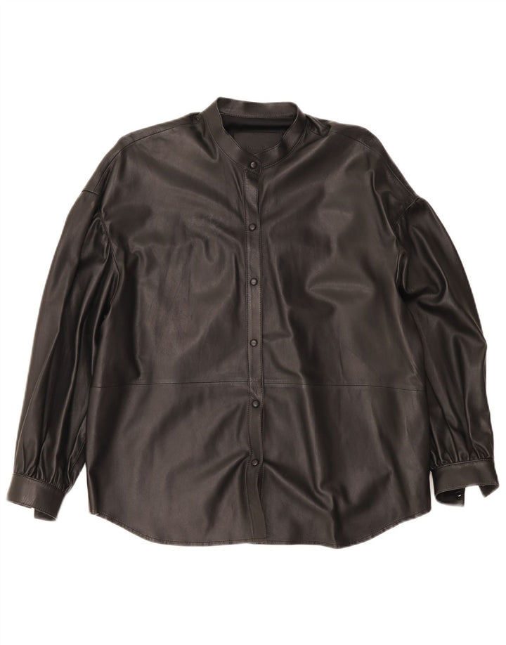 Damska koszula oversize Massimo Dutti, skórzana, UK 6 XS, czarna skóra