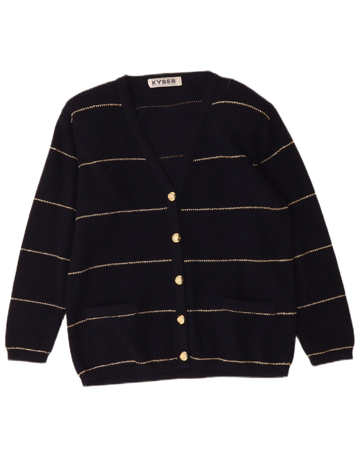 Sweter damski Kyber Cardigan UK 16, duży, wełniany w granatowe paski