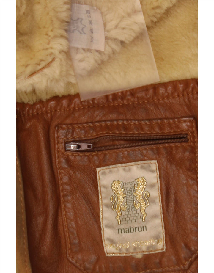 MABRUN Męska kurtka Shearling UK 36 Mała brązowa skóra