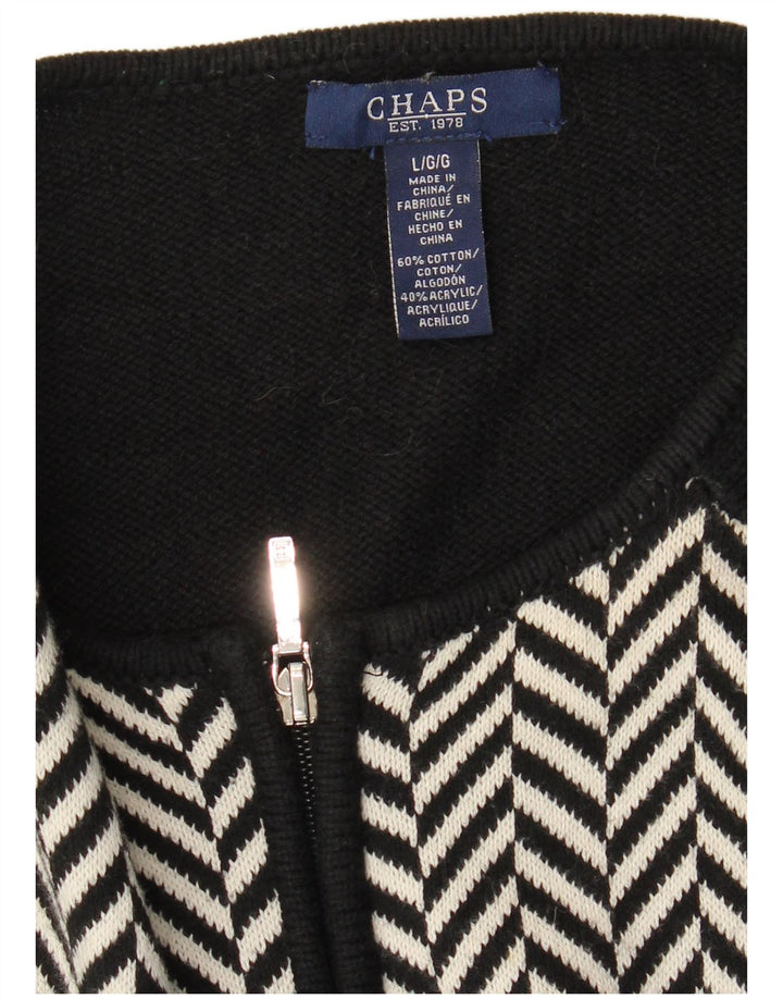 Sweter damski CHAPS typu kardigan UK 14, duży, czarny, bawełniany w jodełkę
