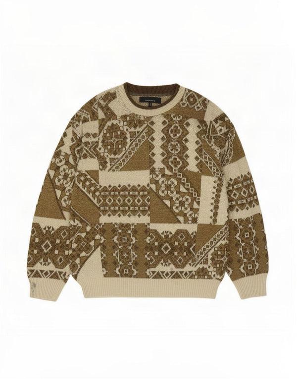 Męski sweter Cobra z okrągłym dekoltem IT 54 XL Khaki Geometryczny