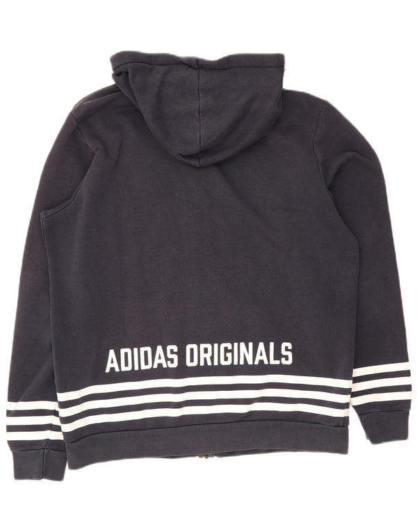 Męski sweter Adidas z grafiką i zamkiem błyskawicznym, duży, granatowy, bawełniany