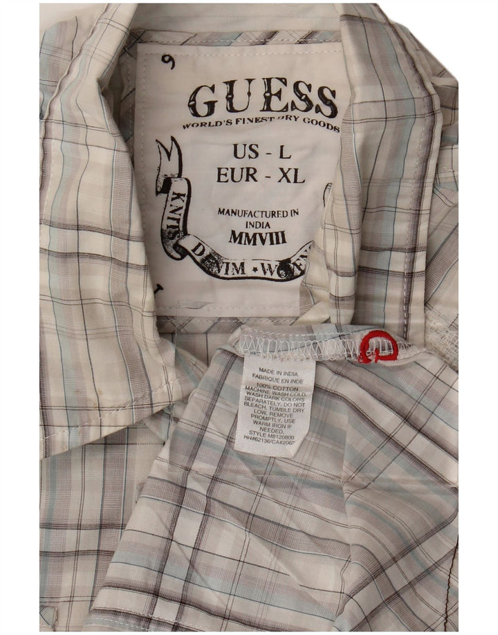Koszula męska Guess, duża, szara, bawełniana w kratę