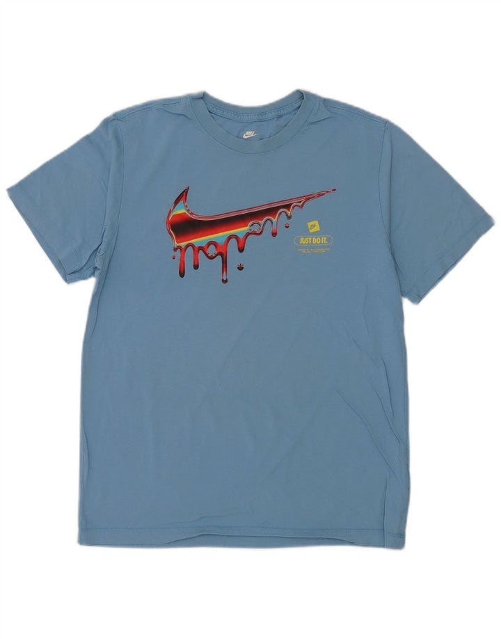 Męski T-shirt z grafiką Nike, średni niebieski, bawełniany