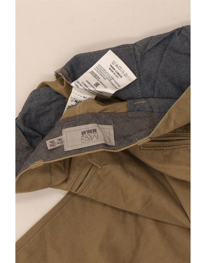 Marks & Spencer Męskie proste spodnie garniturowe W38 L29, bawełna khaki