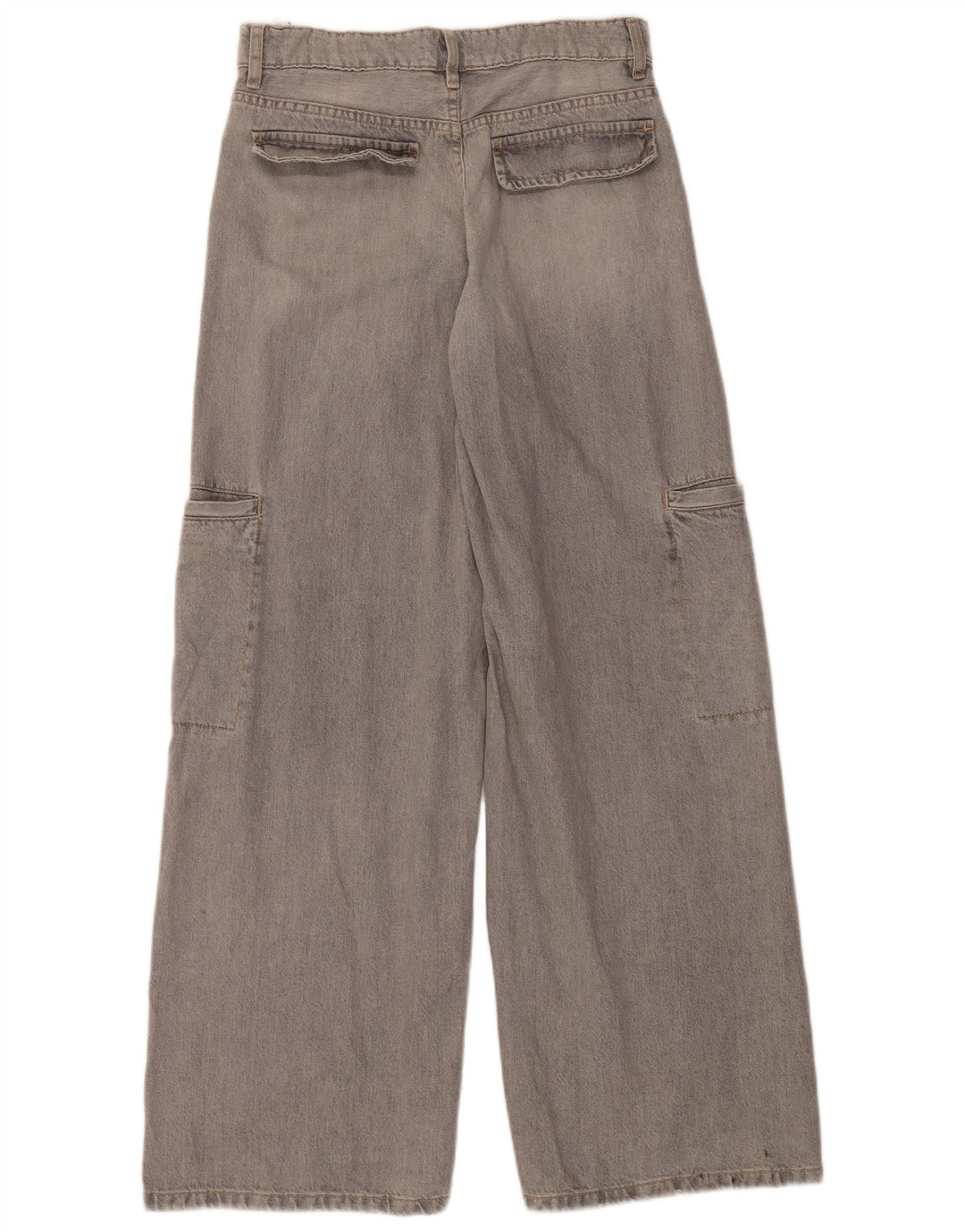 Damskie dżinsy cargo ZARA z szeroką nogawką EU 40 Medium W30 L34 Szara bawełna