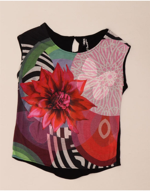 Damska koszulka oversize z grafiką Desigual Top UK 10 Small, czarna wiskoza