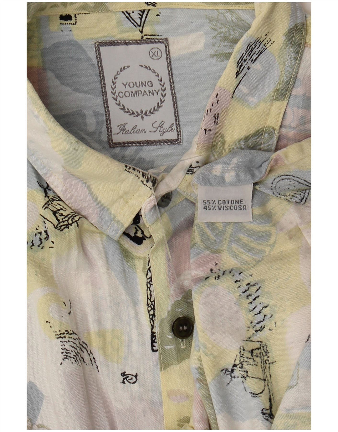 Męska koszula z krótkim rękawem w stylu vintage, graficzna, wielobarwna, bawełniana