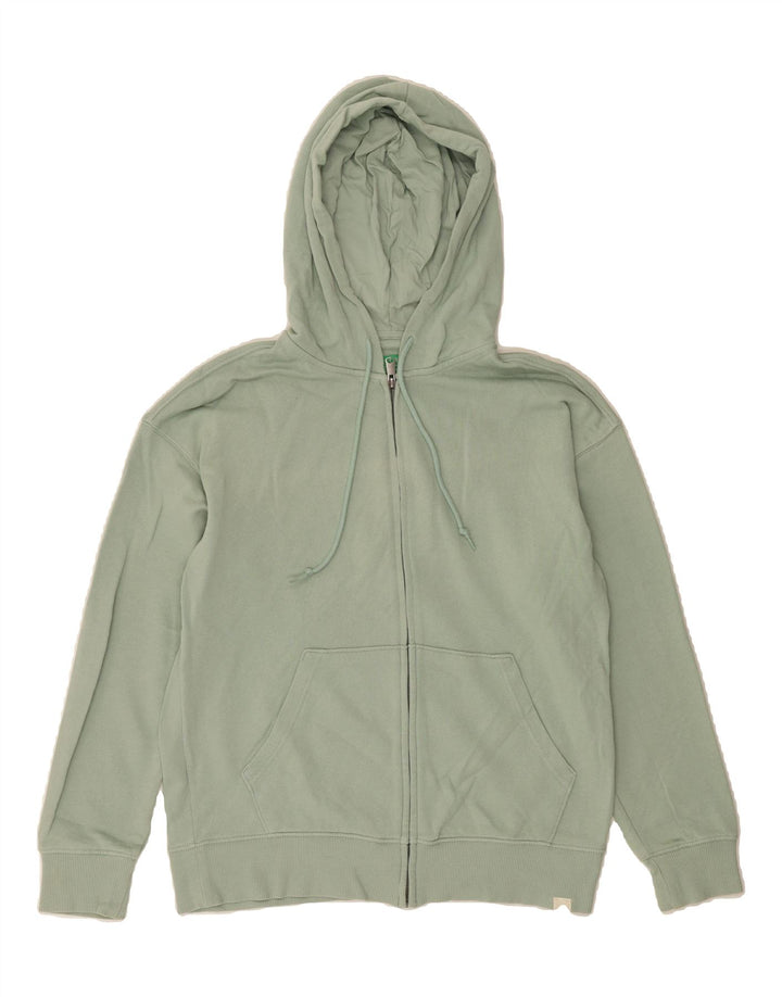 BENETTON Mens Zip Hoodie Sweater Medium Green Cotton Vintage Benetton and Second-Hand Benetton from Messina Hembry 