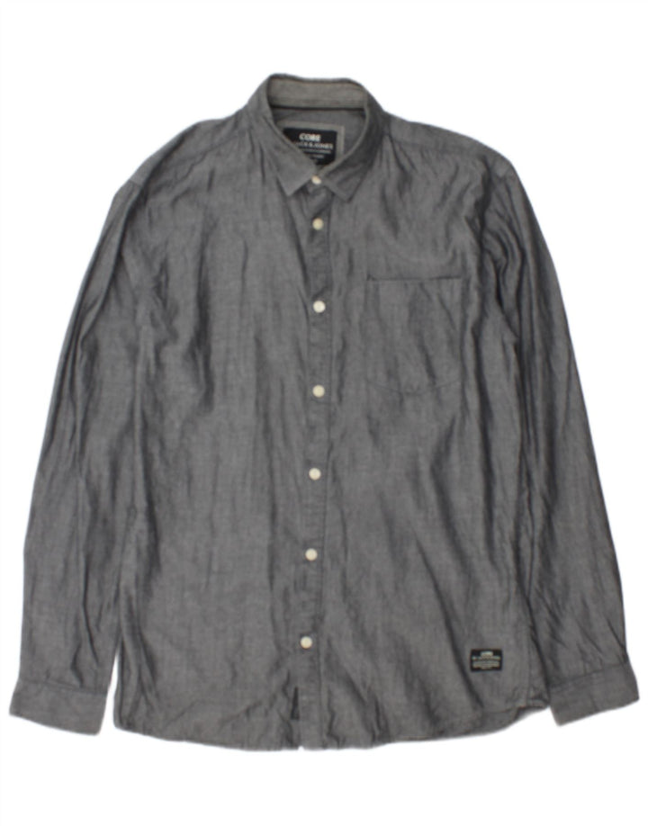 Koszula męska Jack & Jones, średnioszara, bawełniana