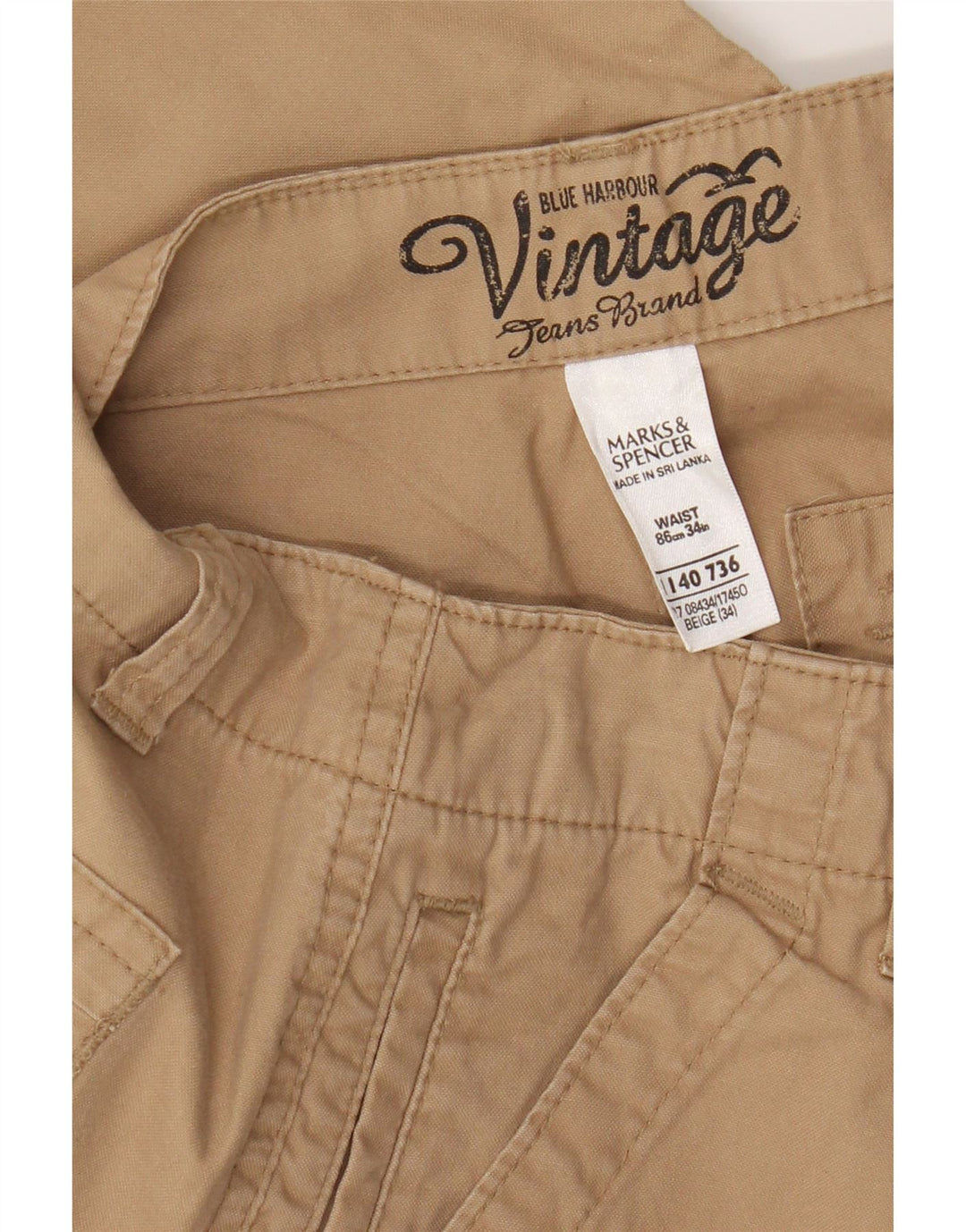 Marks & Spencer Męskie bermudy Blue Harbor Cargo W34, duże, beżowe