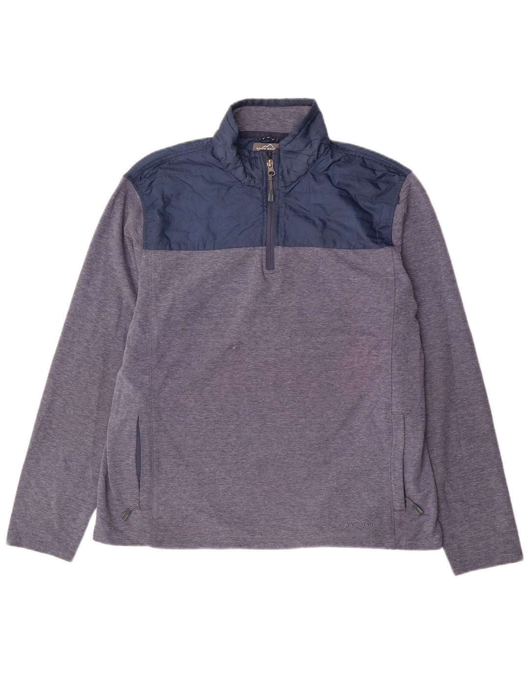 Męski sweter Eddie Bauer z zamkiem błyskawicznym i dużym niebieskim blokiem kolorów