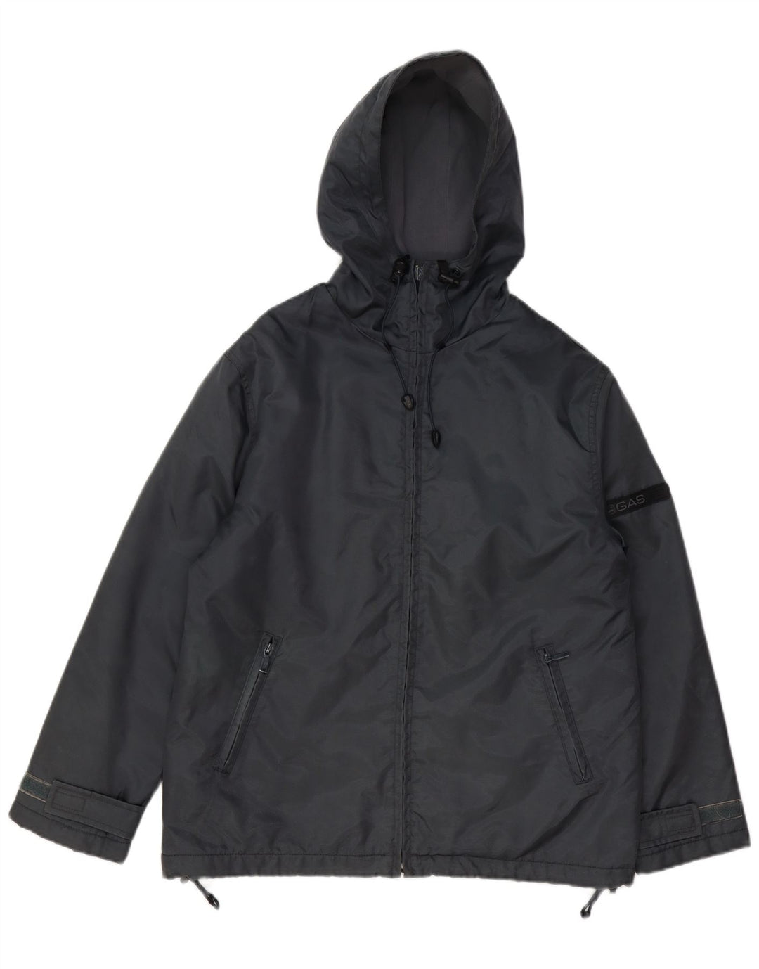 Męska wiatrówka z kapturem Gas, mała, szara, poliestrowa