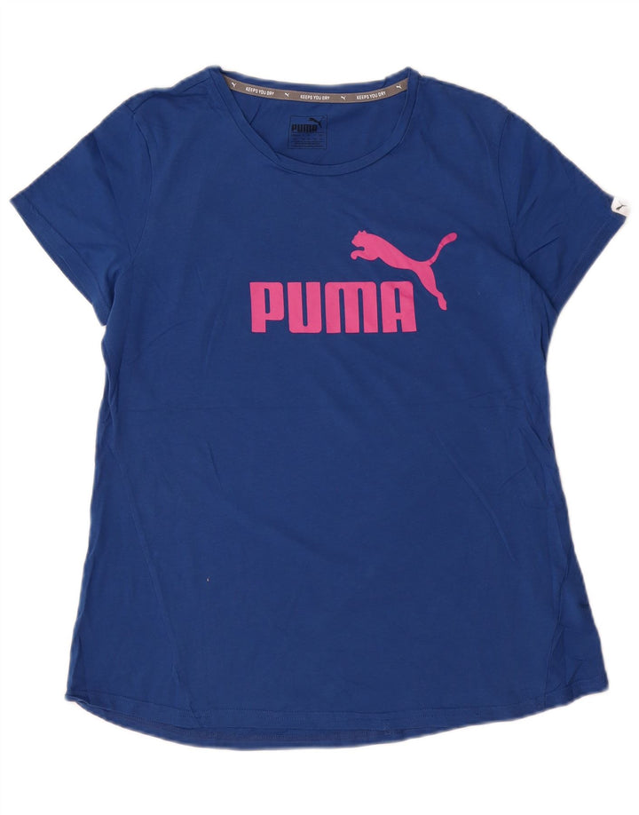 Damska koszulka z grafiką Puma Top UK 14, średnia niebieska bawełna