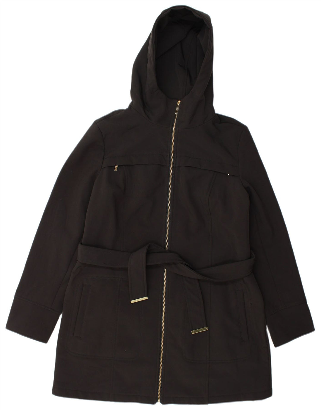 Damska kurtka parka z kapturem Michael Kors UK 16, duża, czarna, poliester