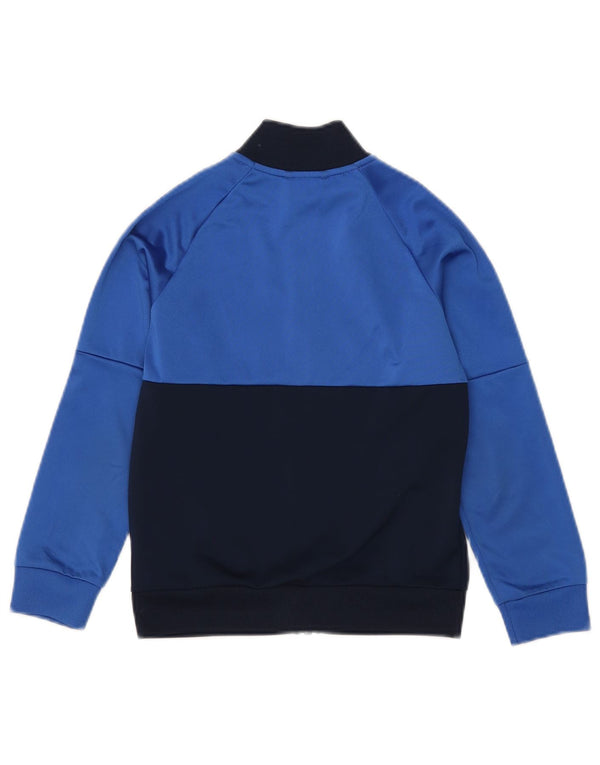 Adidas Boys Tracksuit Top Jacket 7-8 Years Blue Colourblock Polyester