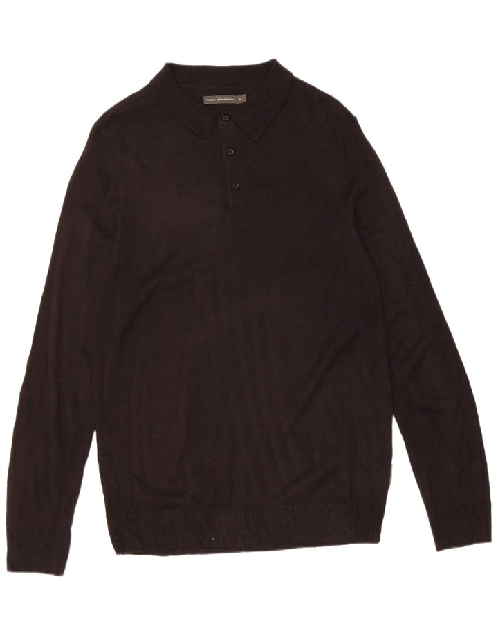 Męski sweter polo French Connection, duży, czarny akryl
