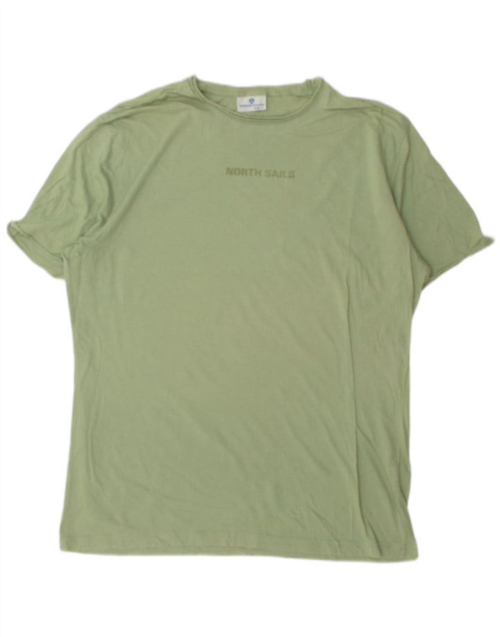 Męski T-shirt z grafiką NORTH SAILS, duży, zielony, bawełniany