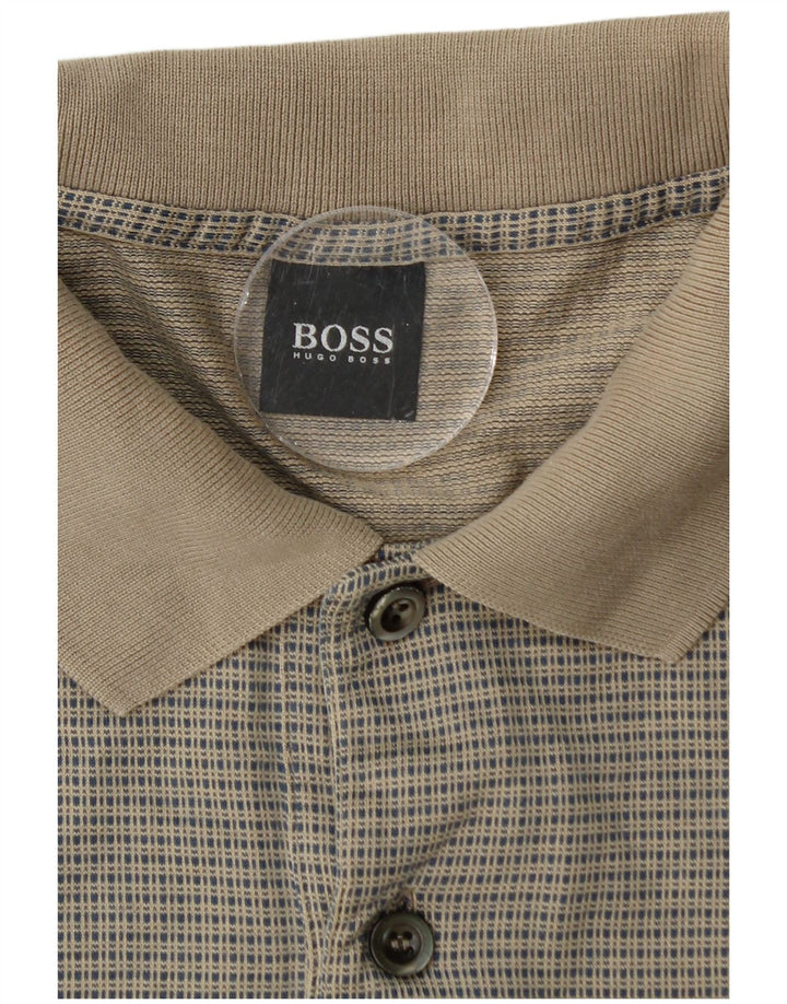 Męska koszulka polo HUGO BOSS 2XL beżowa, geometryczna bawełna