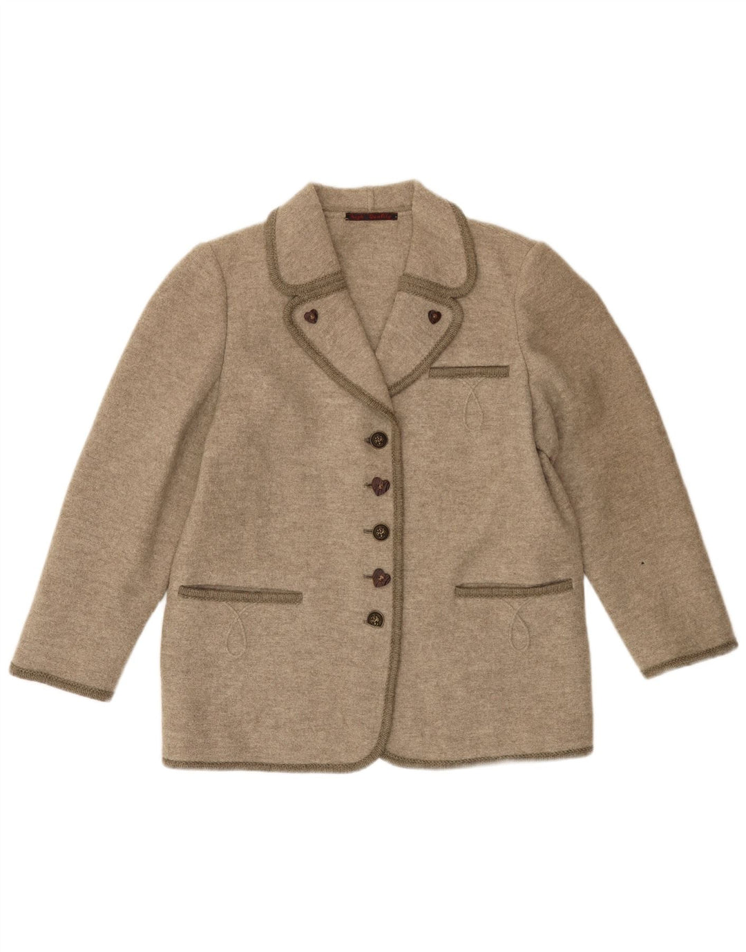 Damska marynarka zapinana na 5 guzików VINTAGE UK 16, duża, beżowa