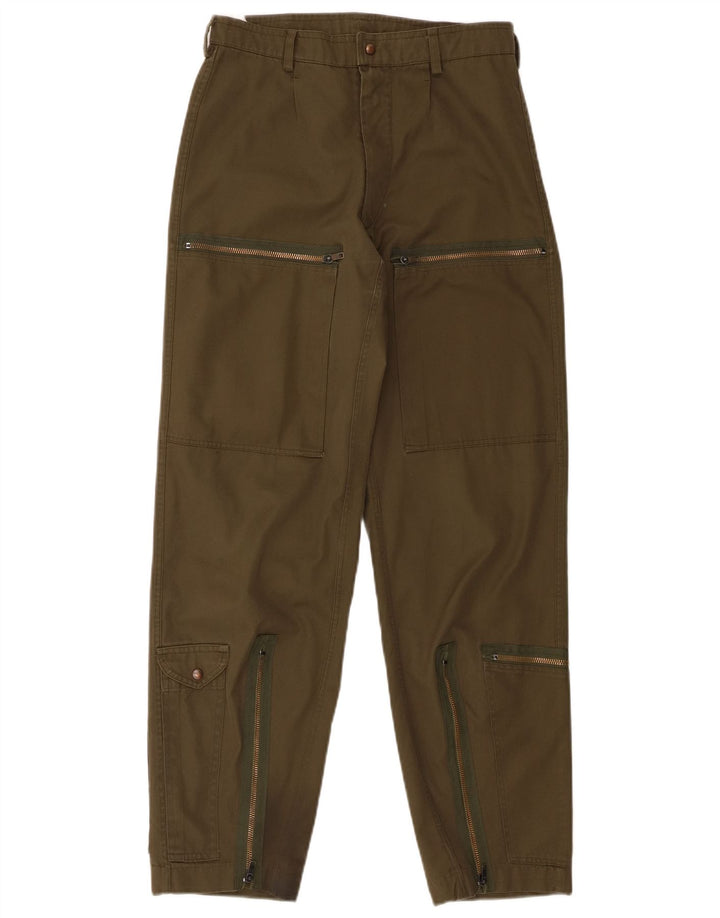 Męskie zwężane spodnie cargo w stylu vintage W30 L30 zielone