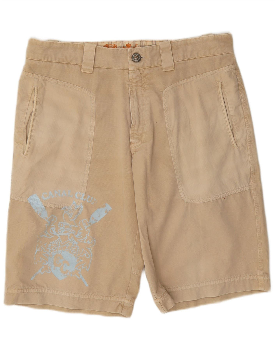 Męskie spodenki chino w stylu vintage, graficzne W36, duże, beżowe