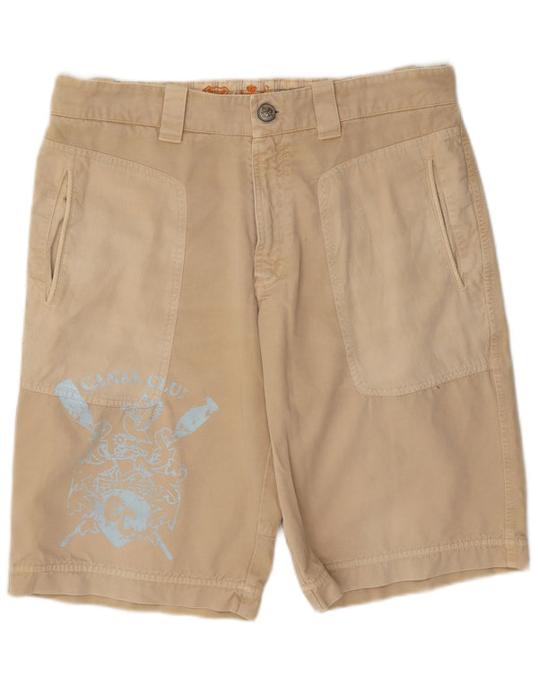 Męskie spodenki chino w stylu vintage, graficzne W36, duże, beżowe