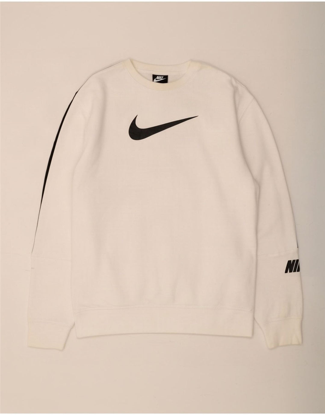 Męski sweter z grafiką Nike, duży, biały, bawełniany