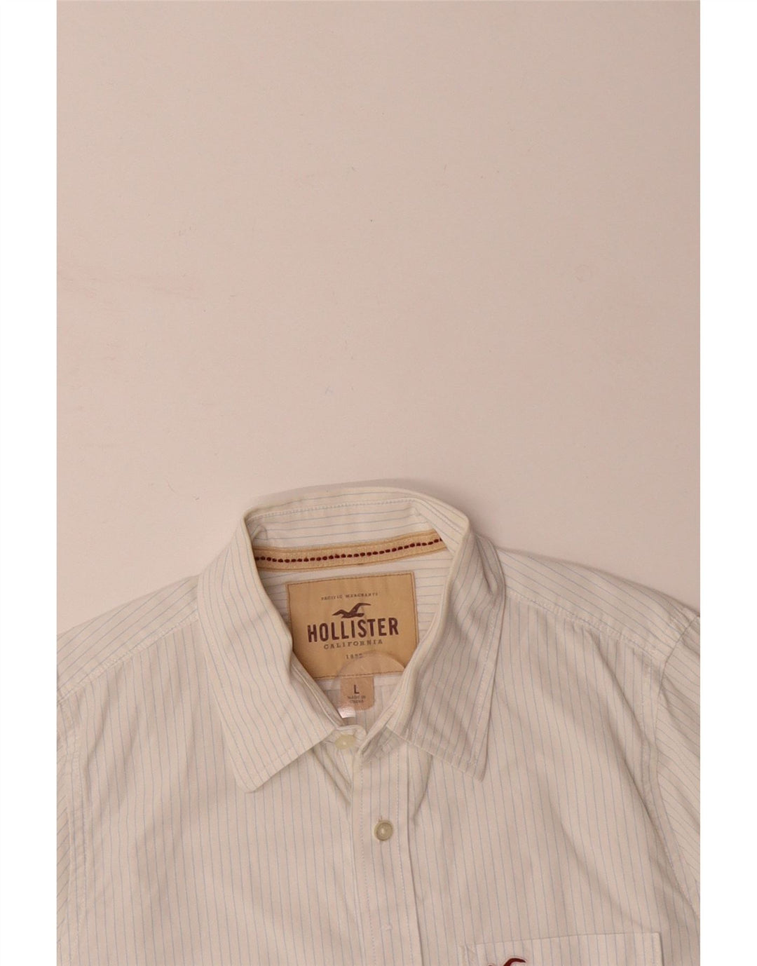 HOLLISTER Mens Shirt Large White Pinstripe Cotton