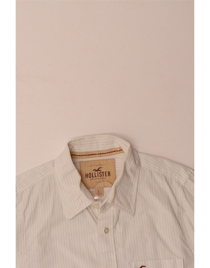 HOLLISTER Mens Shirt Large White Pinstripe Cotton