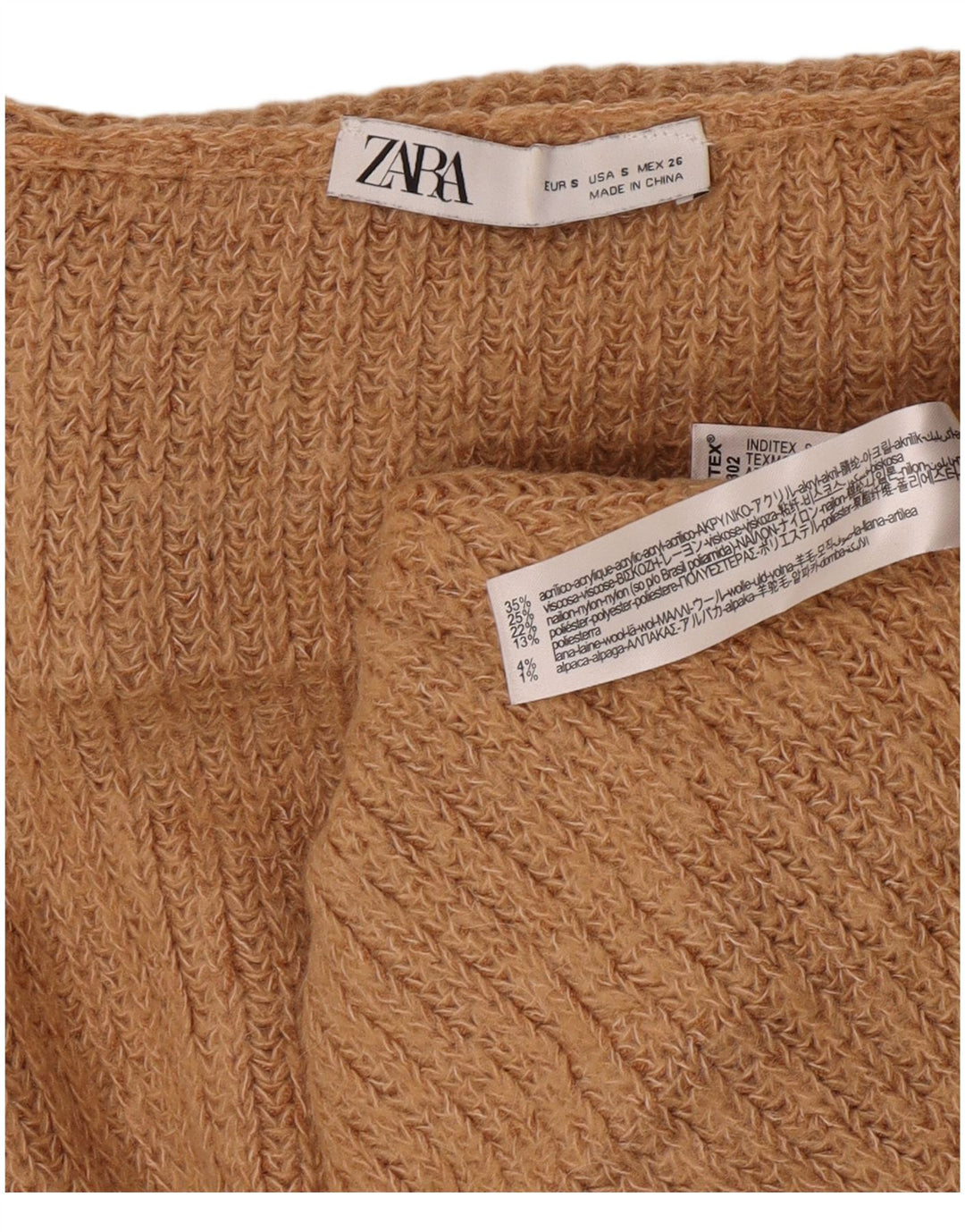 Sweter damski Zara Oversize z golfem UK 10 Small Beżowy Akryl