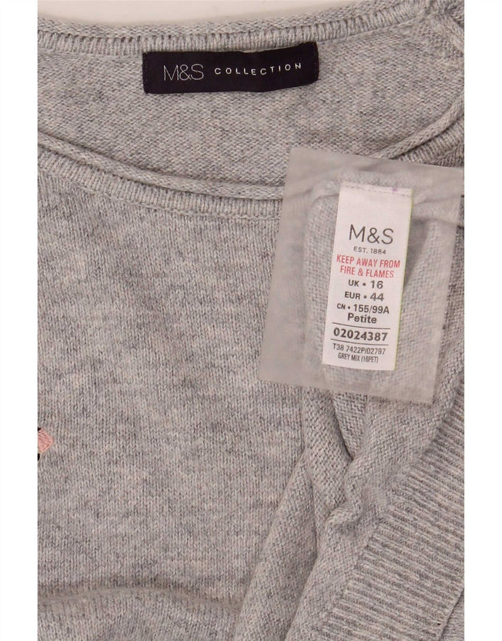 Marks & Spencer Damski sweter z okrągłym dekoltem, UK 16, duży, szary