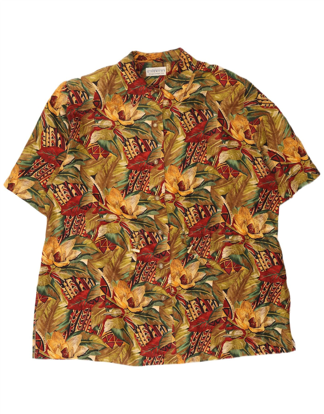 Damska bluzka koszulowa z krótkim rękawem firmy Givechy EU 50 3XL wielobarwna w kwiaty