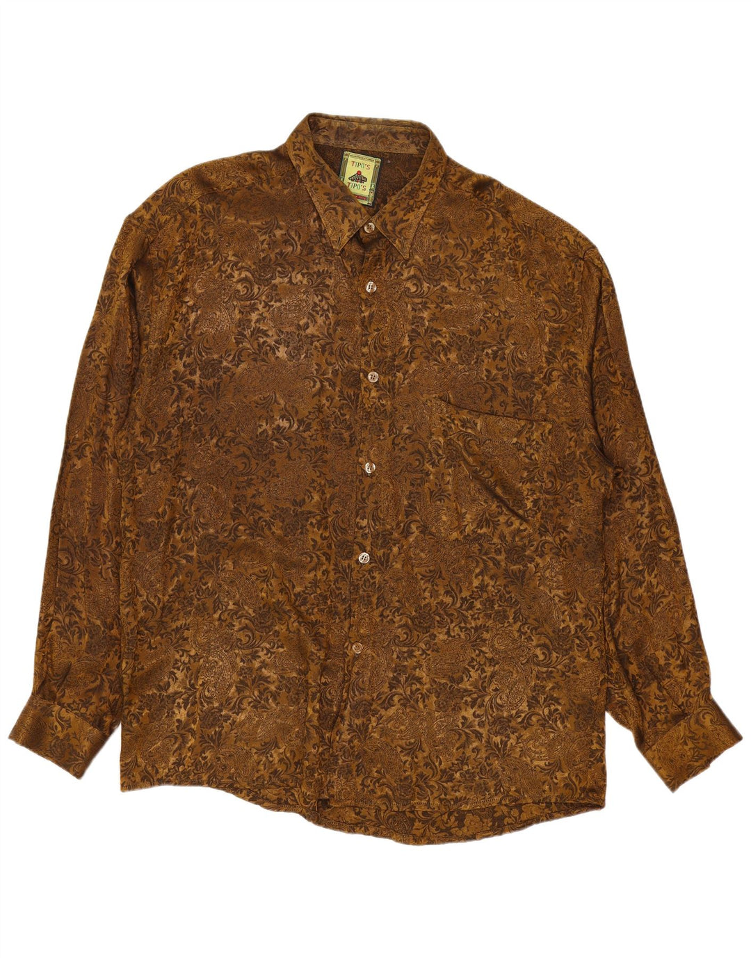 Koszula męska Tipo' S XL, brązowa wiskoza Paisley