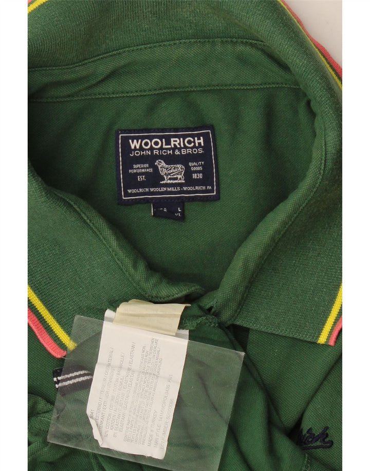 Męska koszulka polo Woolrich, duża, zielona bawełna