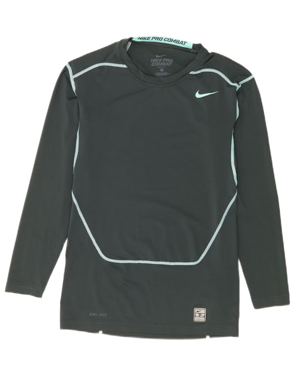 Męska koszulka Nike Dri Fit z grafiką, długim rękawem, dużym, zielonym poliestrem