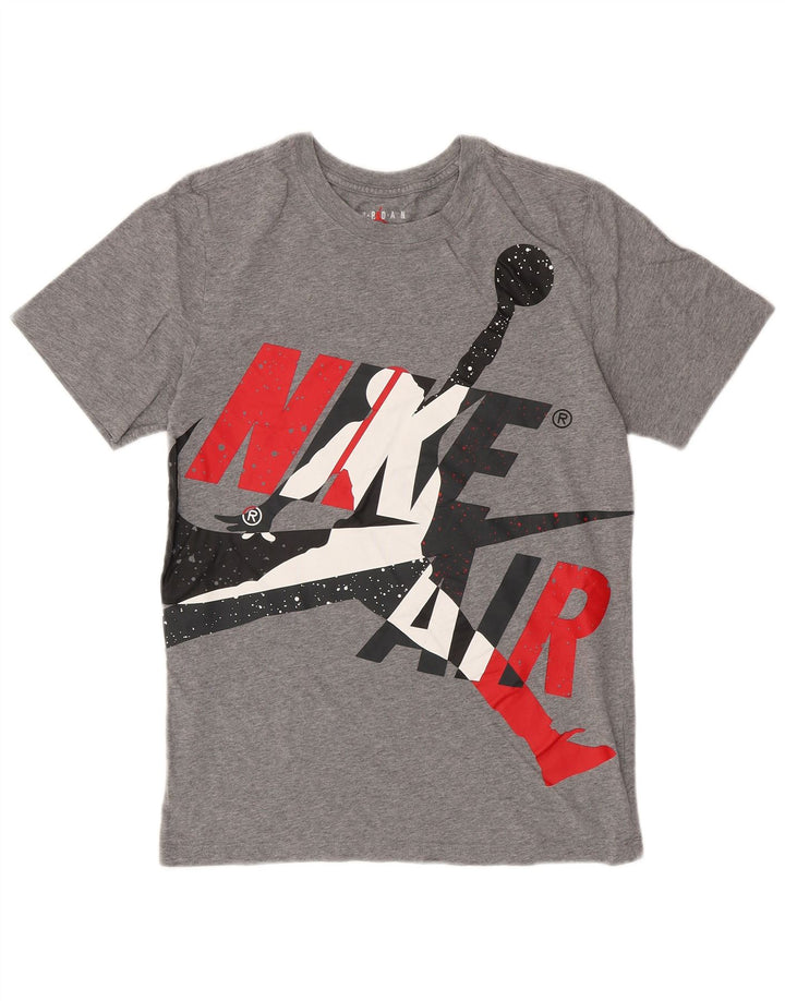 Męski T-shirt z grafiką Jordan, mały, szary, bawełniany