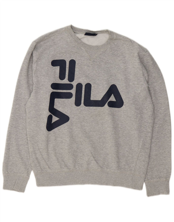 Męska bluza z grafiką Fila, duża, szara, nakrapiana bawełna