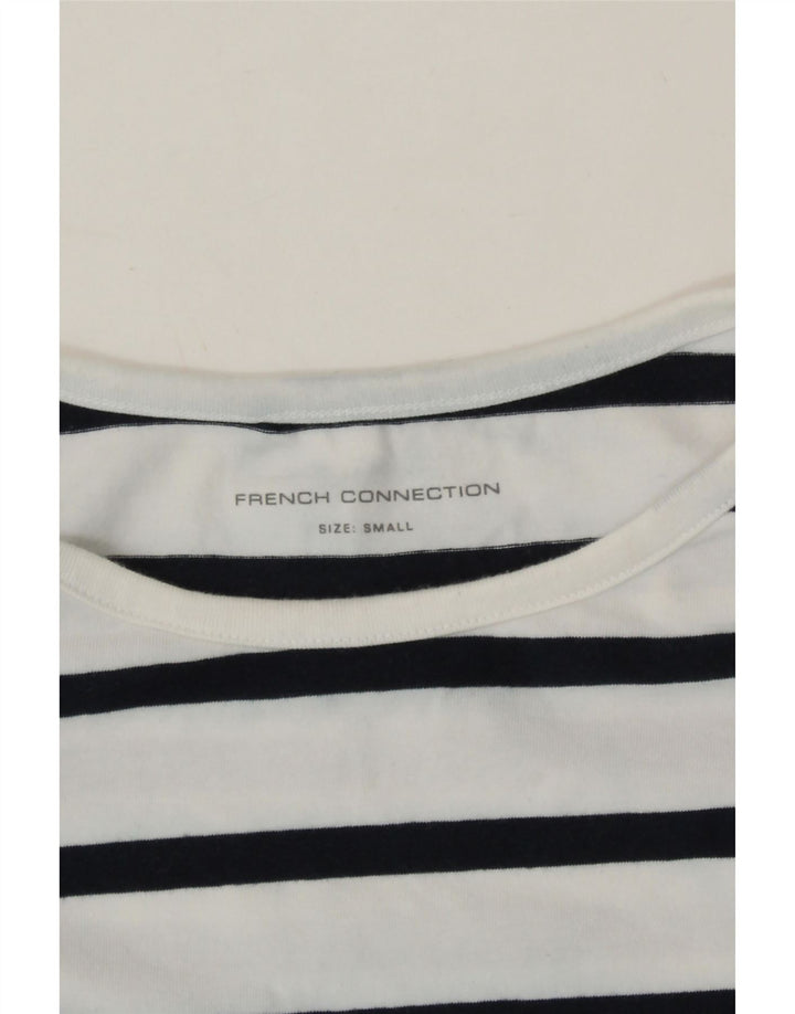 FRENCH CONNECTION Womens Top Long Sleeve UK 10 Small White Striped Vintage French Connection and Second-Hand French Connection from Messina Hembry 