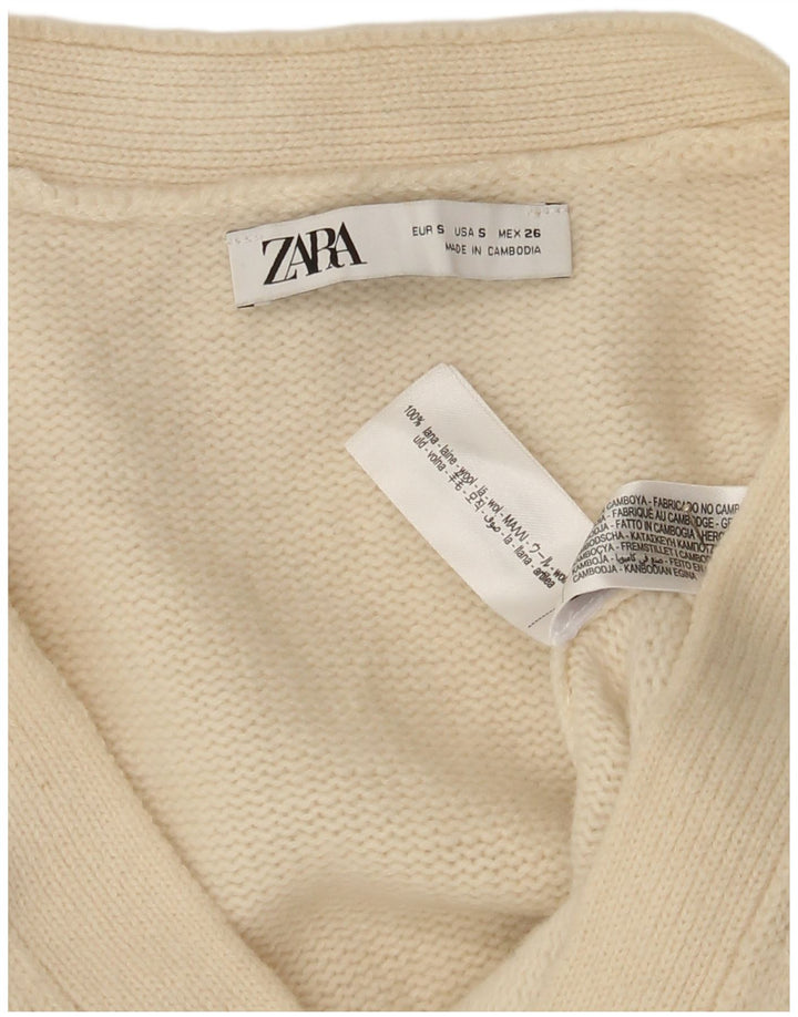Damski sweter typu Crop Oversize Zara UK 10, mała wełniana w kolorze złamanej bieli