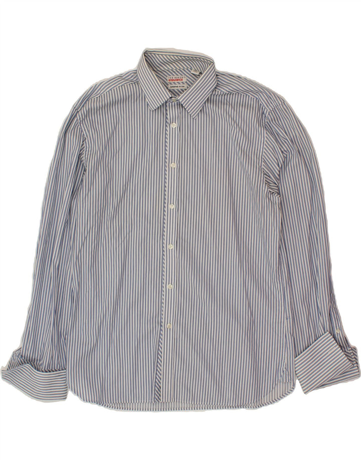 TED BAKER Mens Formal Shirt Size 17 1/2 XL Blue Striped Cotton Vintage Ted Baker and Second-Hand Ted Baker from Messina Hembry 