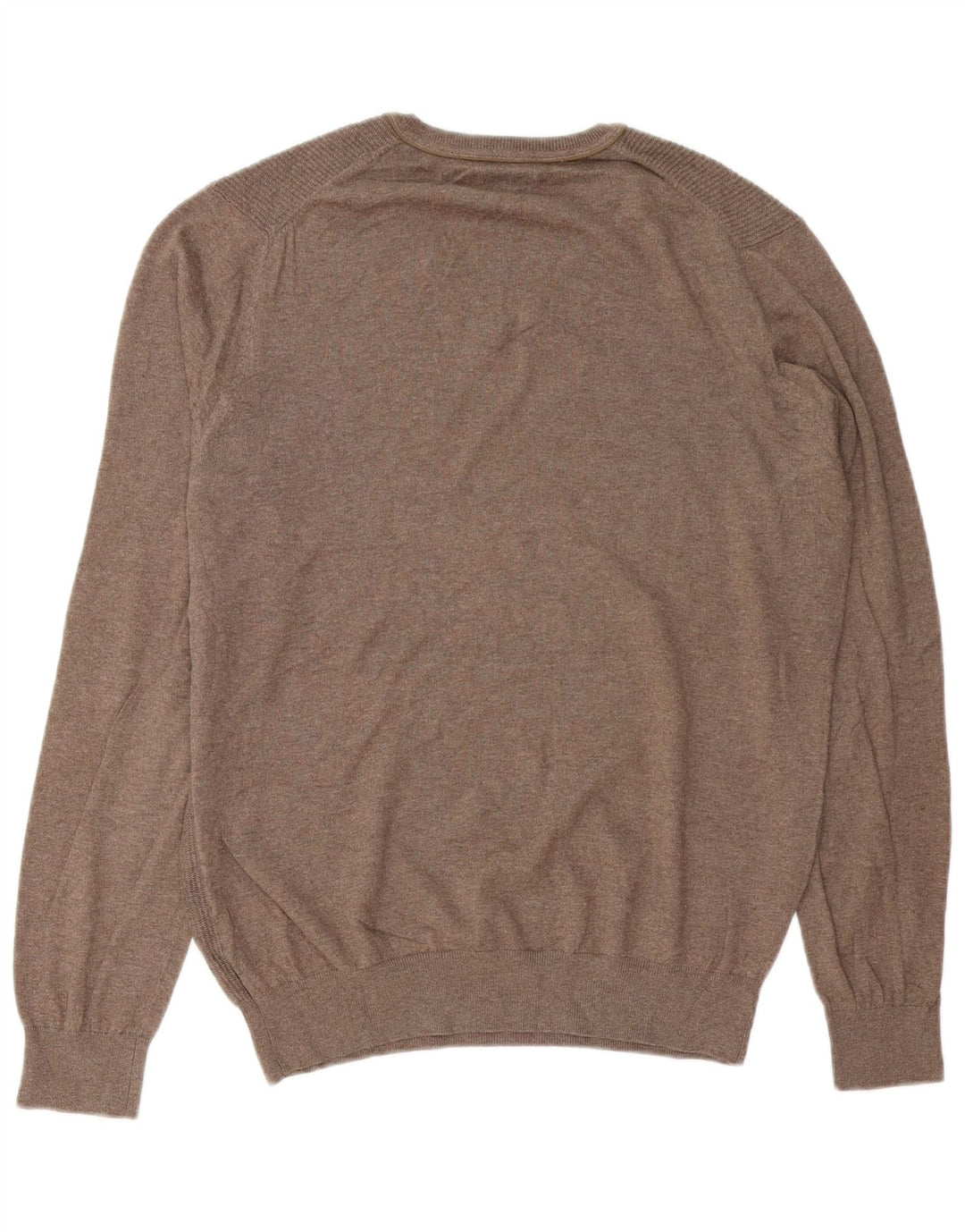 Męski sweter Massimo Dutti z dekoltem w kształcie litery V, duży, brązowy, bawełniany